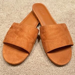 J Crew Factory, 10, Microsuede Single Strap Slide Sandals, Color: Cedar Wood